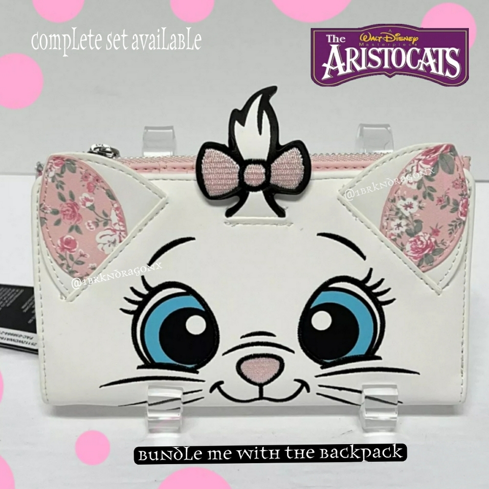 NWT The Aristocrats Super Cute Marie Cat Wallet 💓 Bundle with Backpack 🎒🩷💕